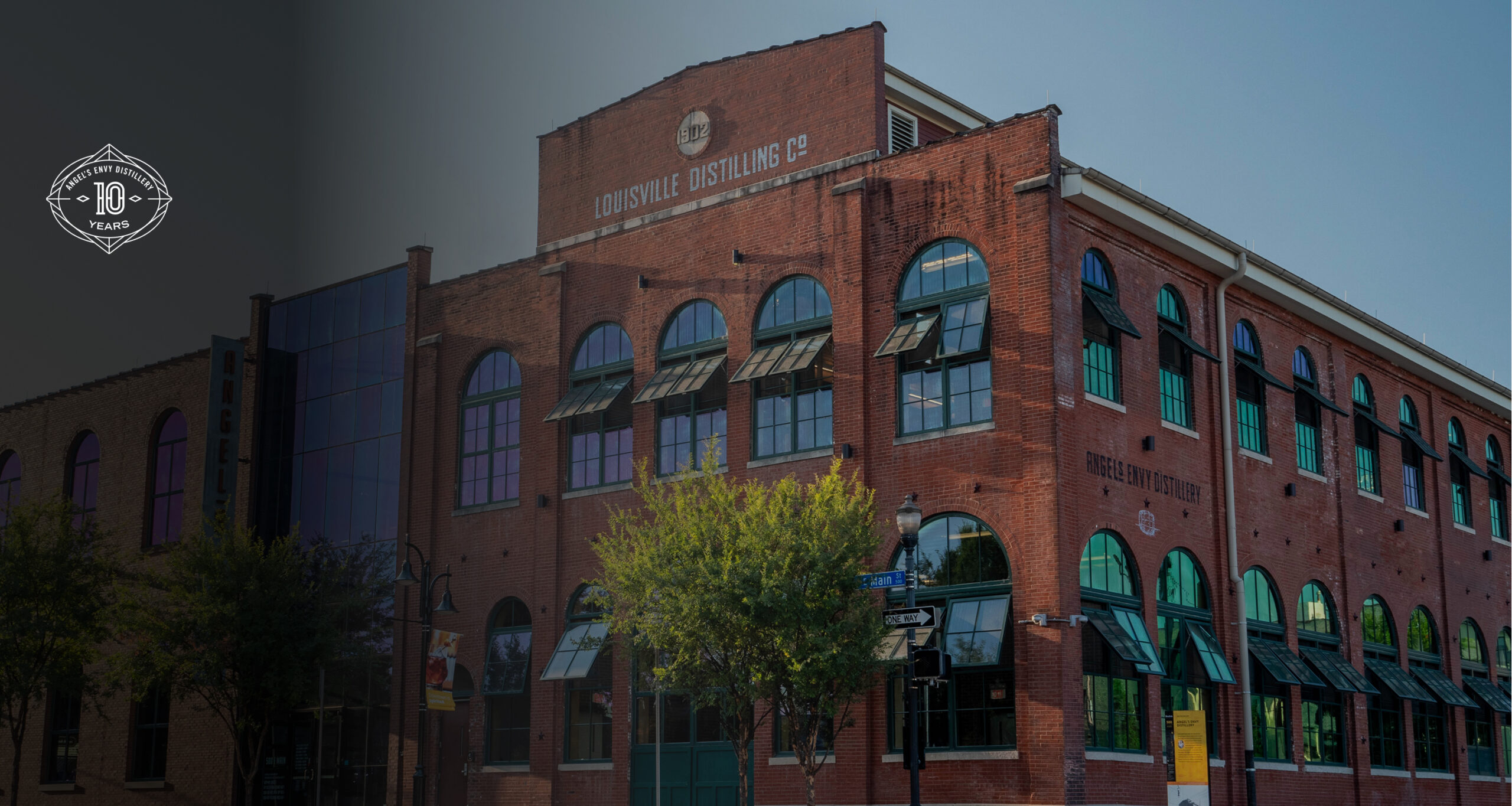 An exterior image of the Angel’s Envy Distillery during the day.